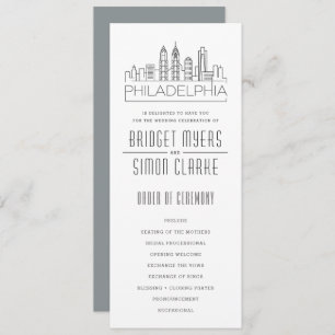 Philadelphia Stylised Skyline   Wedding Program Invitation