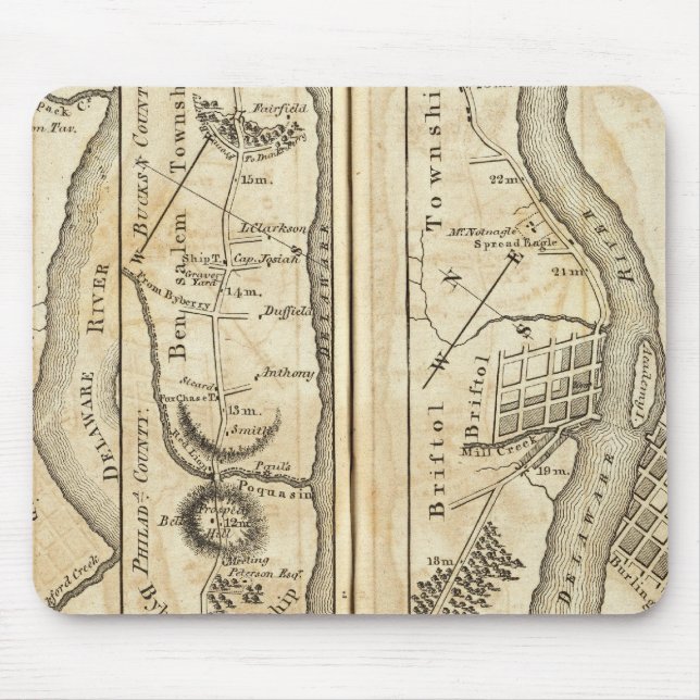 Philadelphia to New York Road Map Mouse Mat (Front)
