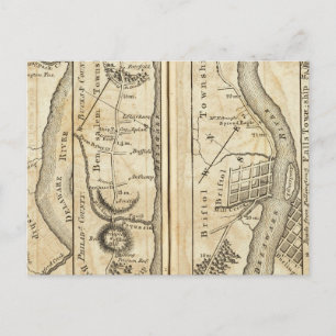 Philadelphia to New York Road Map Postcard
