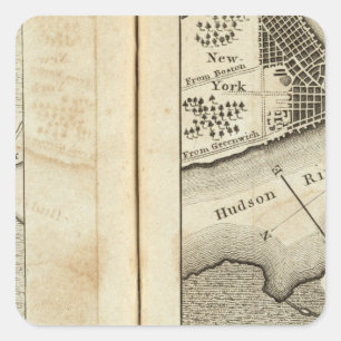Philadelphia to New York Road Map Square Sticker