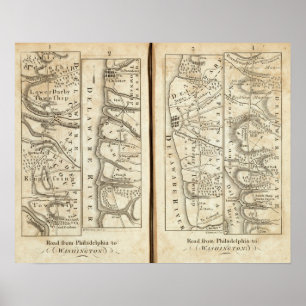 Philadelphia to Washington Road Map 3 Poster