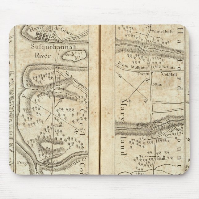 Philadelphia to Washington Road Map Mouse Mat (Front)