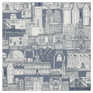Philadelphia toile blue indigo fabric