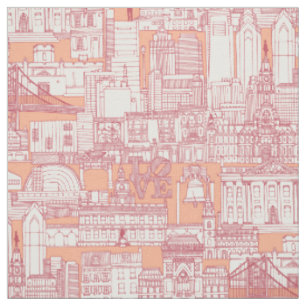 Philadelphia toile peach jam fabric