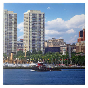 Philadelphia - Tugboat by Philadelphia Skyline II Tile