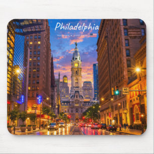 Philadelphia, USA - City Hall Twilight Skyline Mouse Mat