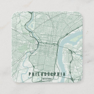 Philadelphia USA City Map Minimal Design Square Business Card