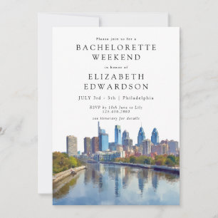 Philadelphia Watercolor Bachelorette Weekend Invitation