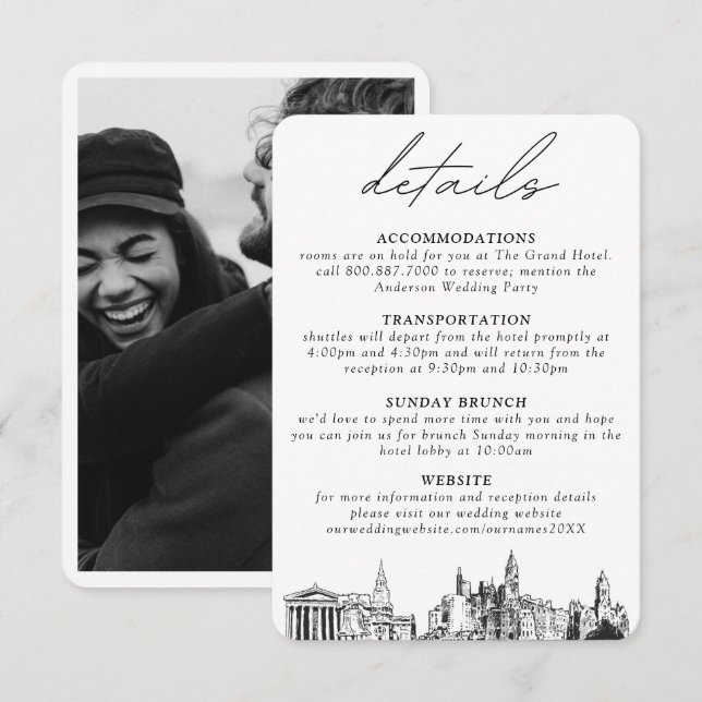 Philadelphia Wedding Details Enclosure Card (Front/Back)