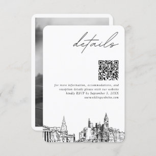 Philadelphia Wedding Modern Details QR Code Enclosure Card