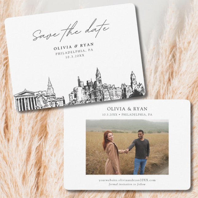 Philadelphia Wedding Modern Save the Date Invitation (Philadelphia Save the Date)