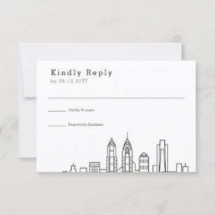 Philadelphia Wedding   Stylised Skyline RSVP