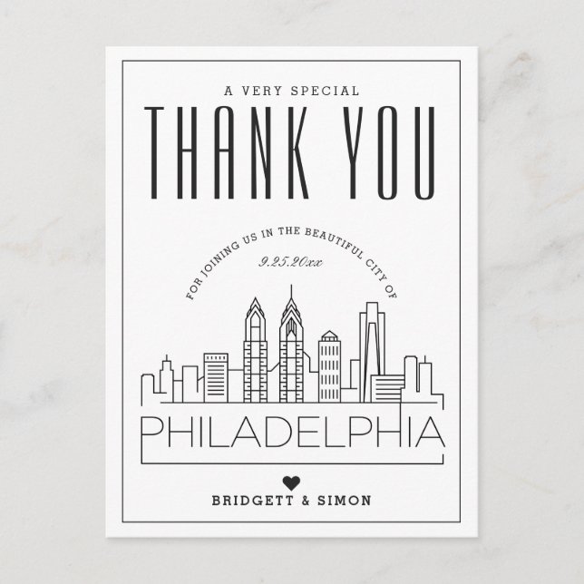 Philadelphia Wedding | Thanks for Coming! Postcard (Front)