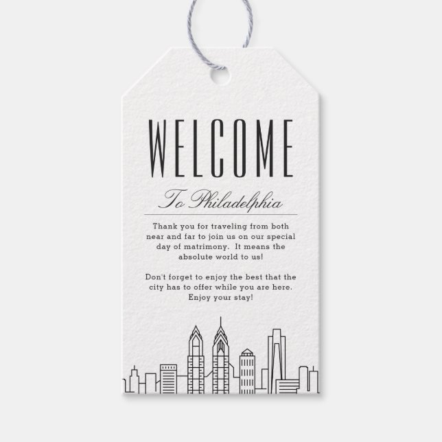 Philadelphia Wedding | Welcome Message Gift Tags (Front)
