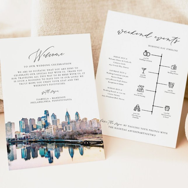 PHILADELPHIA Welcome Letter Timeline Wedding Card (Creator Uploaded)
