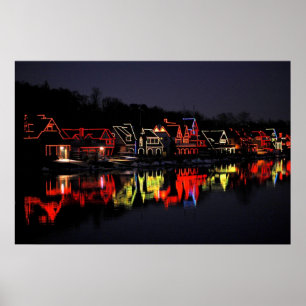 Philadelphia's Boathouse Row at Christmas Poster