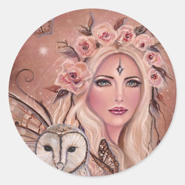 Philantha fairy round stickers by Renee Lavoie (Front)