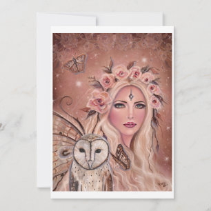 Philantha fairy with owl by Renee Lavoie Holiday Card