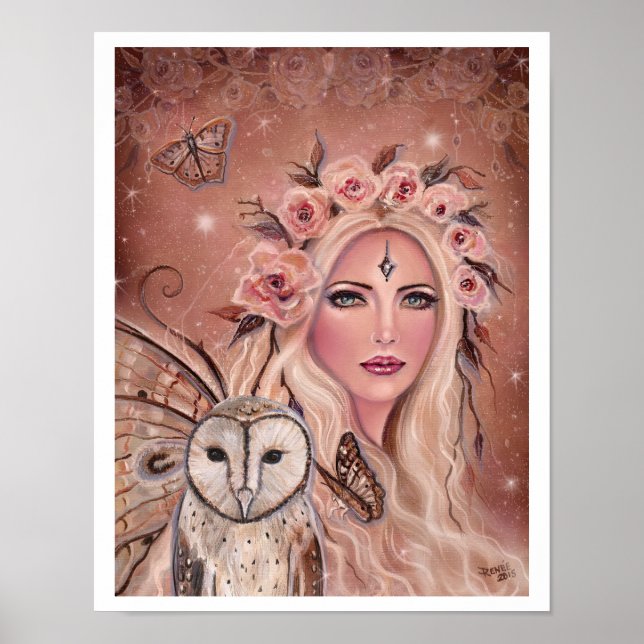 Philantha fairy with owl by Renee Lavoie Poster (Front)