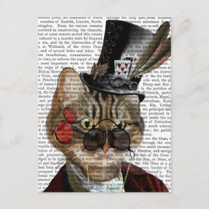 Phileas Feline Steampunk Cat & Top Hat 2 Postcard