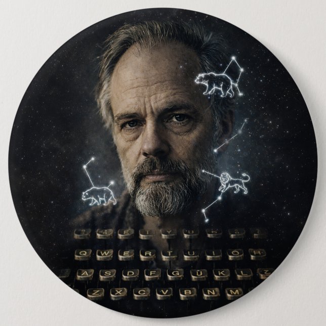 Philip K. Dick 6 Cm Round Badge (Front)