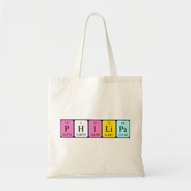 Philipa periodic table name tote bag (Front)