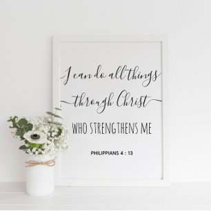 Philipians 4 : 13 Simple Christian Quote Poster