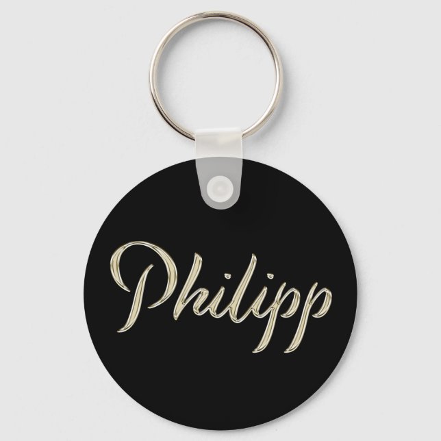 Philipp Name whitegold Button Schlüsselanhänger Key Ring (Front)