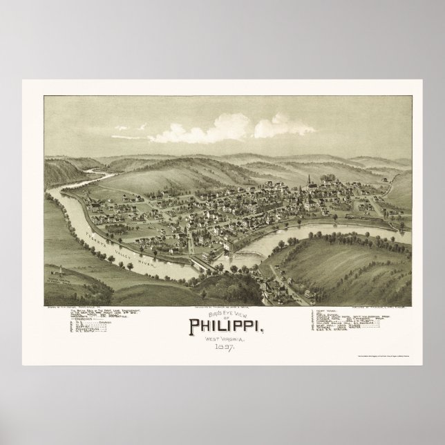 Philippi, WV Panoramic Map - 1897 Poster (Front)