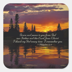 Philippians 1:2-3 Grace and Peace to You, Bible Square Sticker