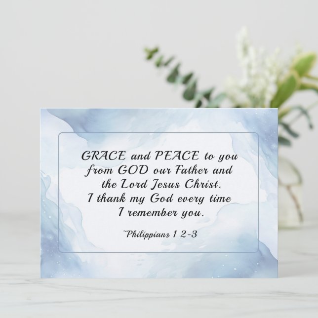 Philippians 1:2-3 Grace and Peace to You Flat Card (Standing Front)