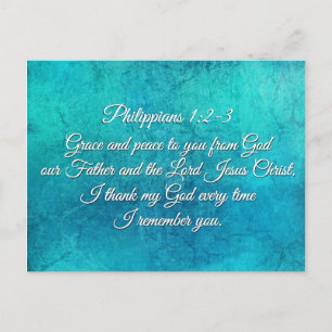 Philippians 1:2-3 Grace and Peace to You Scripture Postcard