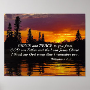 Philippians 1:2-3 Grace and Peace to You, Sunset Poster