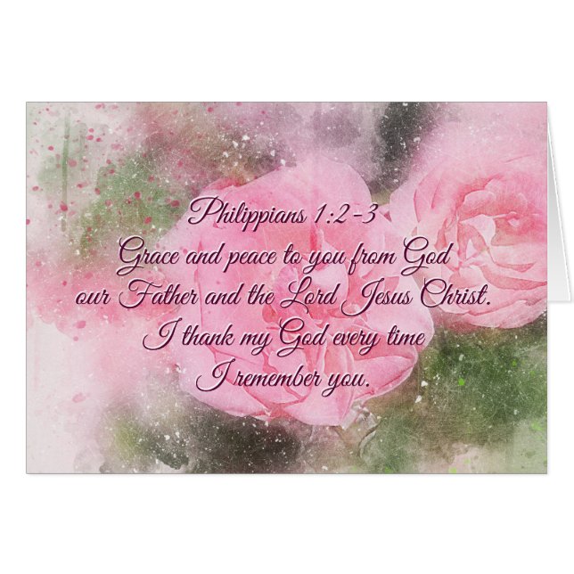 Philippians 1:2 Grace and Peace to you, Roses Card (Front Horizontal)