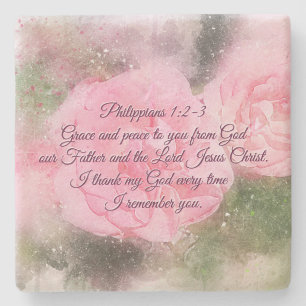 Philippians 1:2 Grace and Peace to You, Scripture Stone Coaster