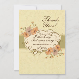 Philippians 1:3 I thank God in remembrance of you Thank You Card