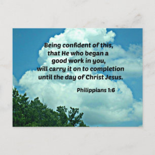 Philippians 1:6 Being confident of this, ... Postcard