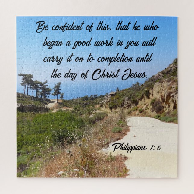 Philippians 1:6 Confident Bible Verse Landscape Jigsaw Puzzle (Vertical)