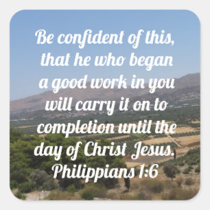 Philippians 1:6 Custom Bible Verse Countryside Square Sticker