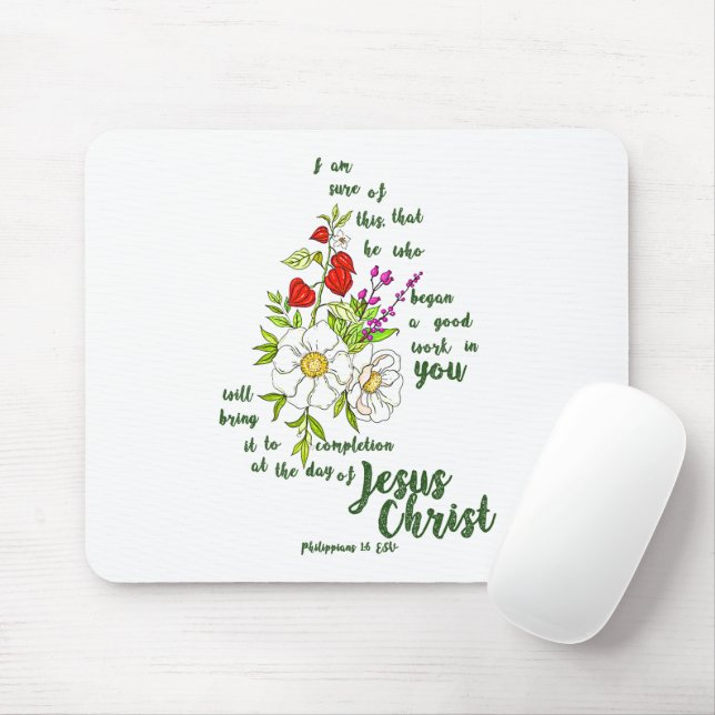 Philippians 1:6 mouse mat (With Mouse)