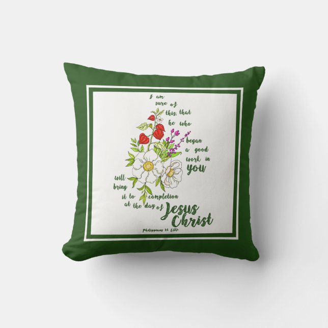 Philippians 1:6 throw pillow (Front)
