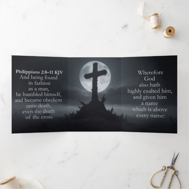 Philippians 2:8–11 KJV Tract - Deathly Cross Tri-Fold Card (Inside)
