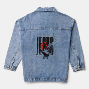 Philippians 2:9 Name Above All Names Retro Grunge Denim Jacket