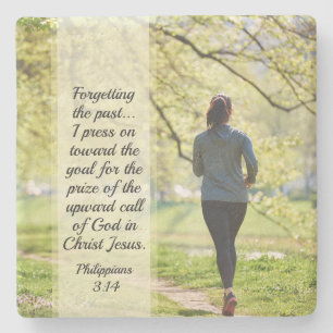 Philippians 3:13-14 Forgetting the Past Stone Coaster