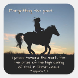 Philippians 3:13-14 I press towards the mark, Hors Square Sticker