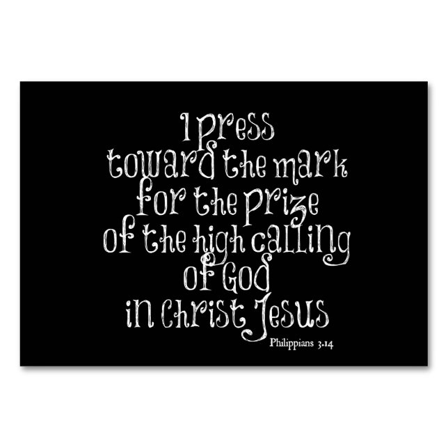 Philippians 3.14 Bible Verse Table Number (Front)