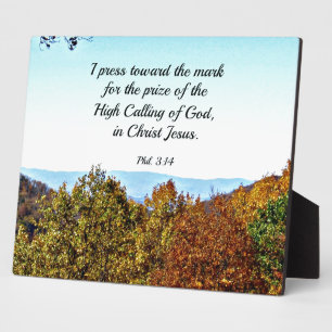 Philippians 3:14 I press towards the mark... Plaque