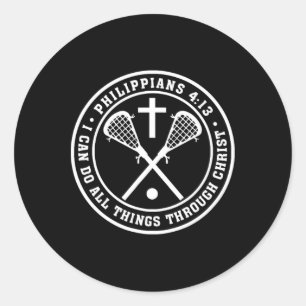 Philippians 413 Christian Lacrosse Cross Jesus Sav Classic Round Sticker