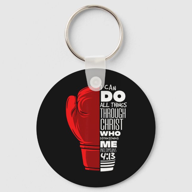 Philippians 413 Religious Boxing Funny Christian B Key Ring (Front)