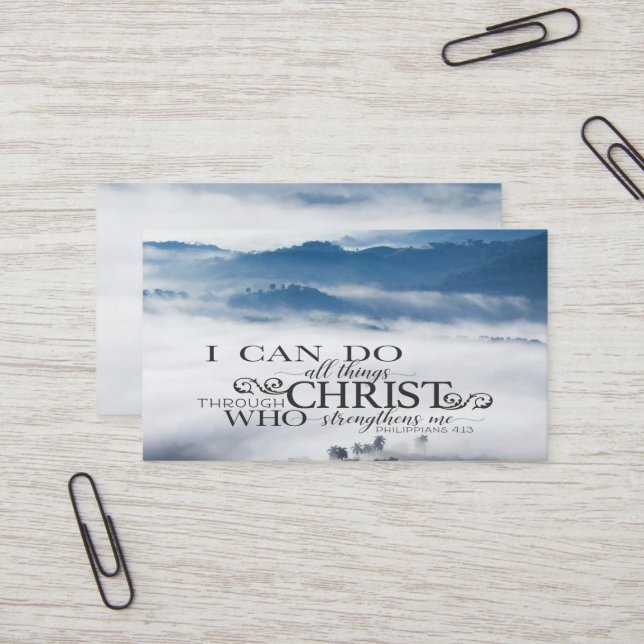 Philippians 4:13 All things through Christ Bible Business Card (Front/Back In Situ)